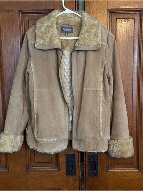 Wilsons Leather Women's XL Camel-Tan Faux Shearling Jacket